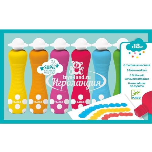 DJECO Набор пенных маркеров 6 09002
