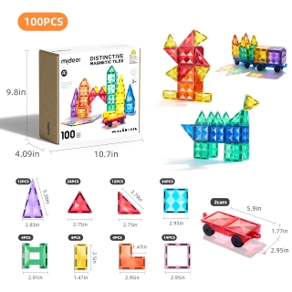 Mideer Colorful Magnetic Tiles - 100Pcs
