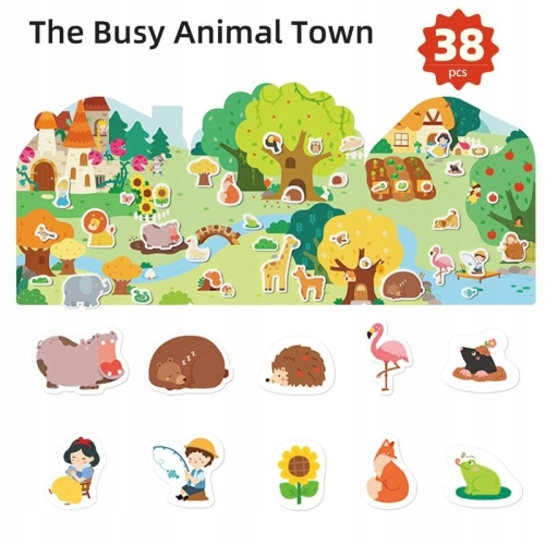 Набор Многоразовых Желейных Наклеек Mideer - Городок Оживленных Животных