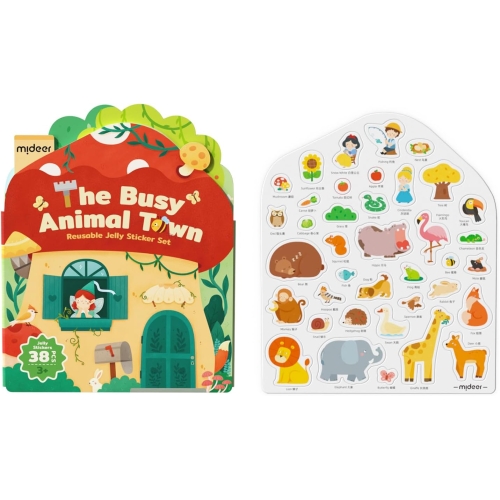 Набор Многоразовых Желейных Наклеек Mideer - Городок Оживленных Животных
