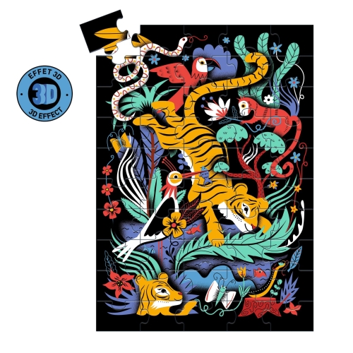 Головоломка С 3D-Эффектом - Прыжок Тигра (50 Шт.), Djeco Dj07031