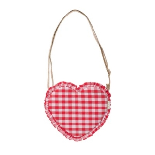 Gingham Ruffle Love Heart Bag