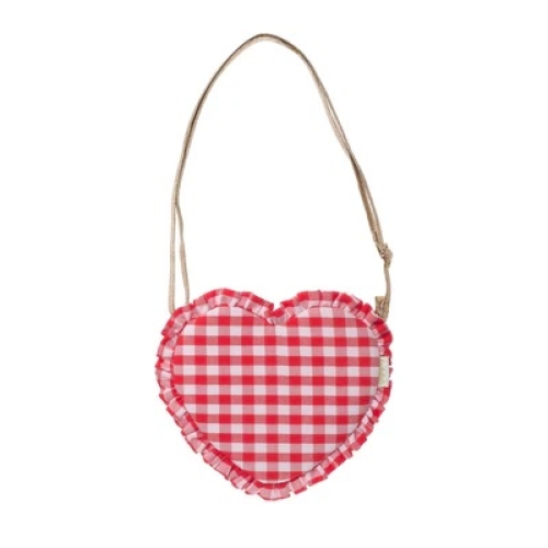 Gingham Ruffle Love Heart Bag