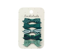 School Bow Clip Set Green