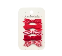 School Bow Clip Set Red