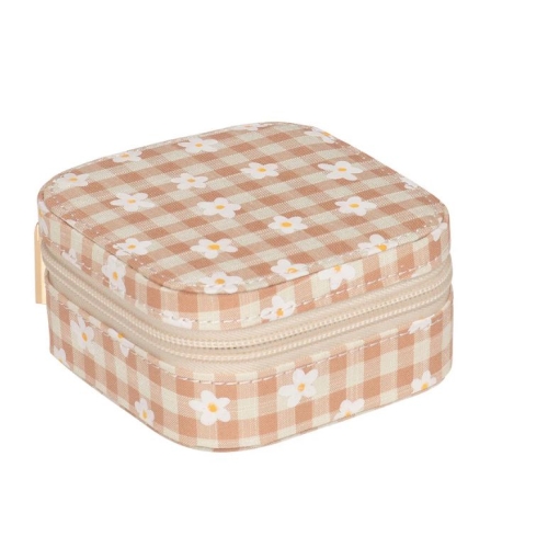 Квадратная Шкатулка Для Украшений “Клетчатая Ромашка”