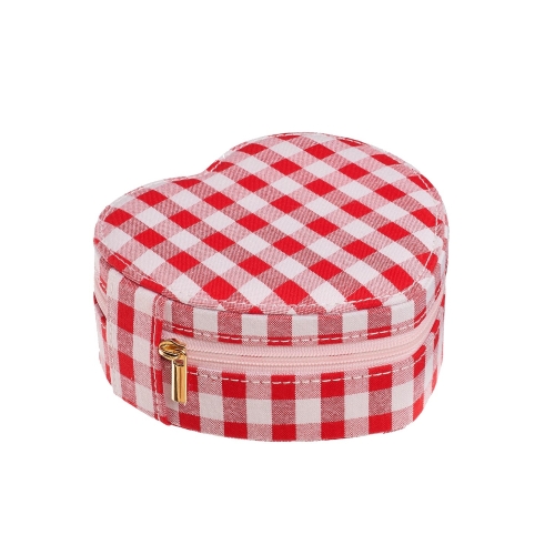 Gingham Love Heart Jewellery Box
