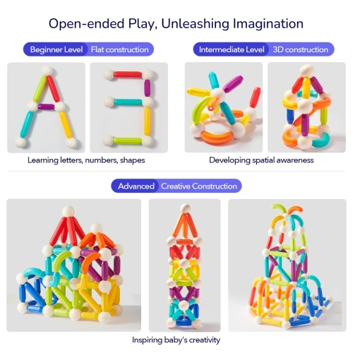 Mideer-Rainbow Magnetic-Building Sticks-60Pcs