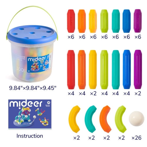 Mideer-Rainbow Magnetic-Building Sticks-100Pcs