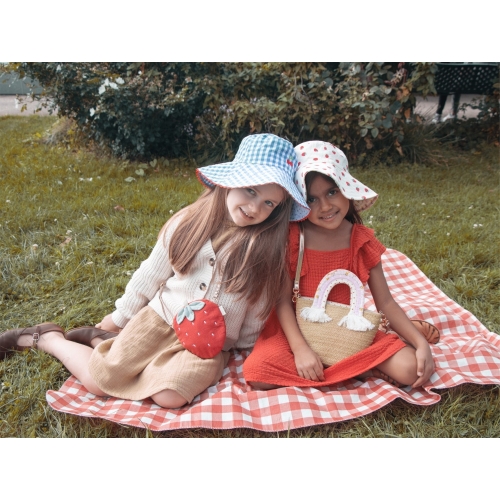 Cherry Gingham Reversible Sun Hat 7-10 Years